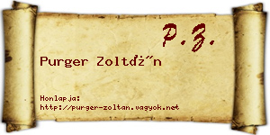 Purger Zoltán névjegykártya